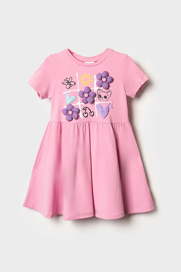 Платье трикотажное для девочек PLAYTODAY, розовый - фото 2