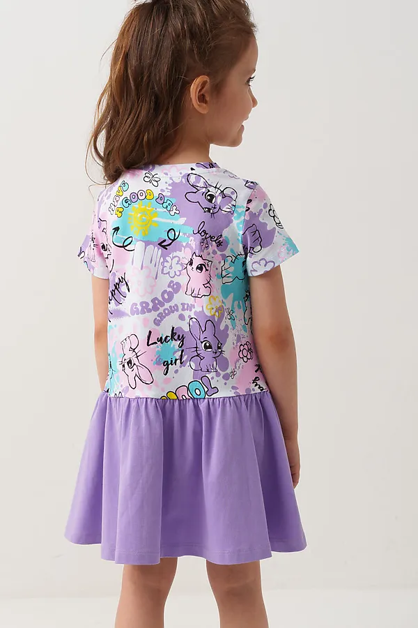 Платье трикотажное для девочек PLAYTODAY, разноцветный - фото 2