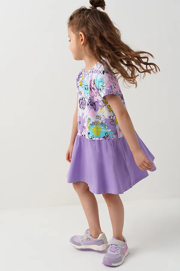 Платье трикотажное для девочек PLAYTODAY, разноцветный - фото 2
