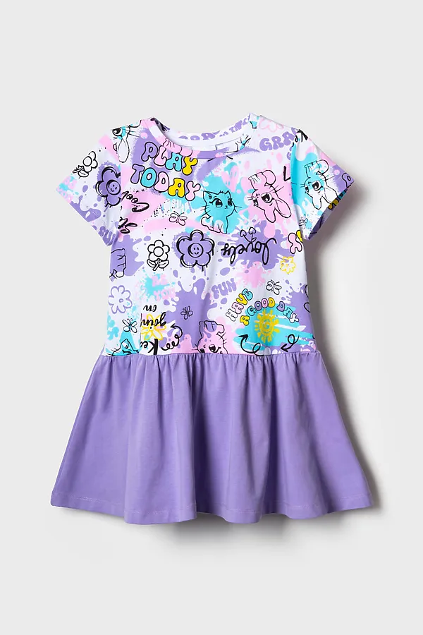 Платье трикотажное для девочек PLAYTODAY, разноцветный - фото 2