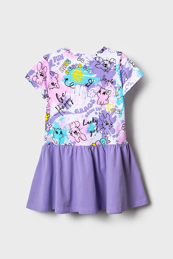 Платье трикотажное для девочек PLAYTODAY, разноцветный - фото 2