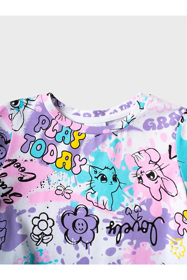 Платье трикотажное для девочек PLAYTODAY, разноцветный - фото 2