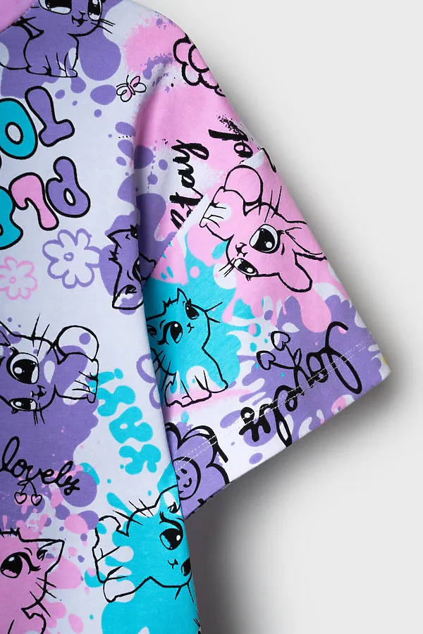 Фуфайка трикотажная для девочек (футболка) PLAYTODAY, разноцветный - фото 2