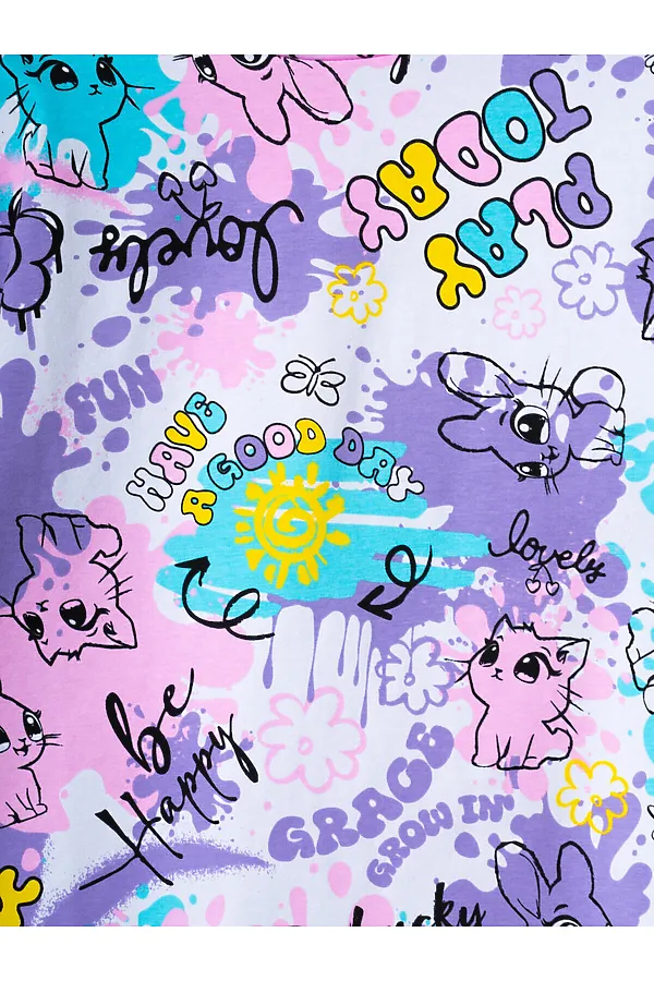 Фуфайка трикотажная для девочек (футболка) PLAYTODAY, разноцветный - фото 2