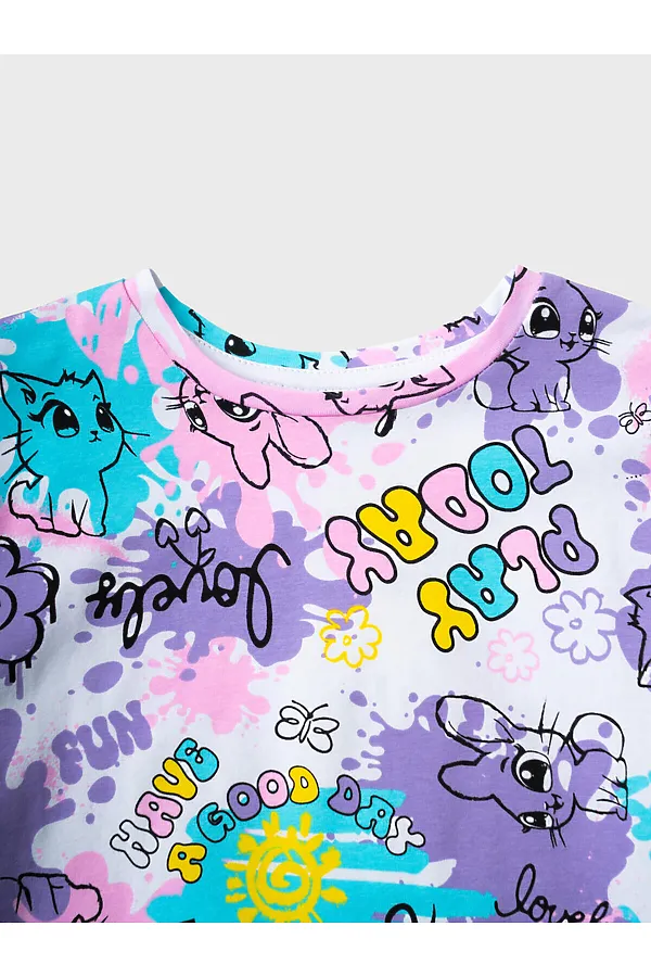 Фуфайка трикотажная для девочек (футболка) PLAYTODAY, разноцветный - фото 2