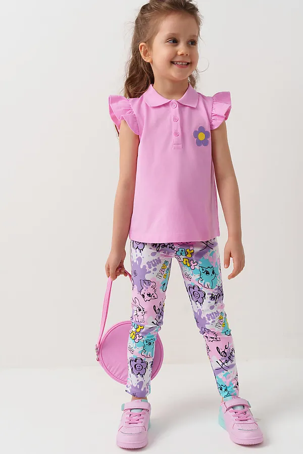 Брюки трикотажные для девочек (легинсы), 2 пары в комплекте PLAYTODAY, разноцветный - фото 2