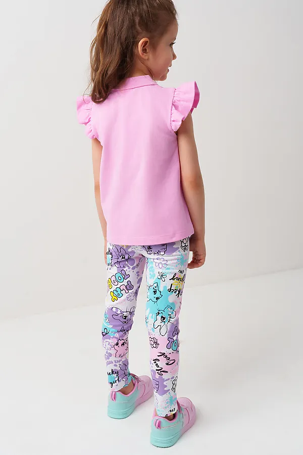 Брюки трикотажные для девочек (легинсы), 2 пары в комплекте PLAYTODAY, разноцветный - фото 2