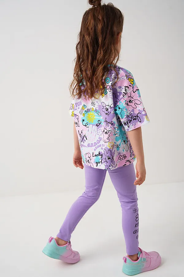 Брюки трикотажные для девочек (легинсы), 2 пары в комплекте PLAYTODAY, разноцветный - фото 2