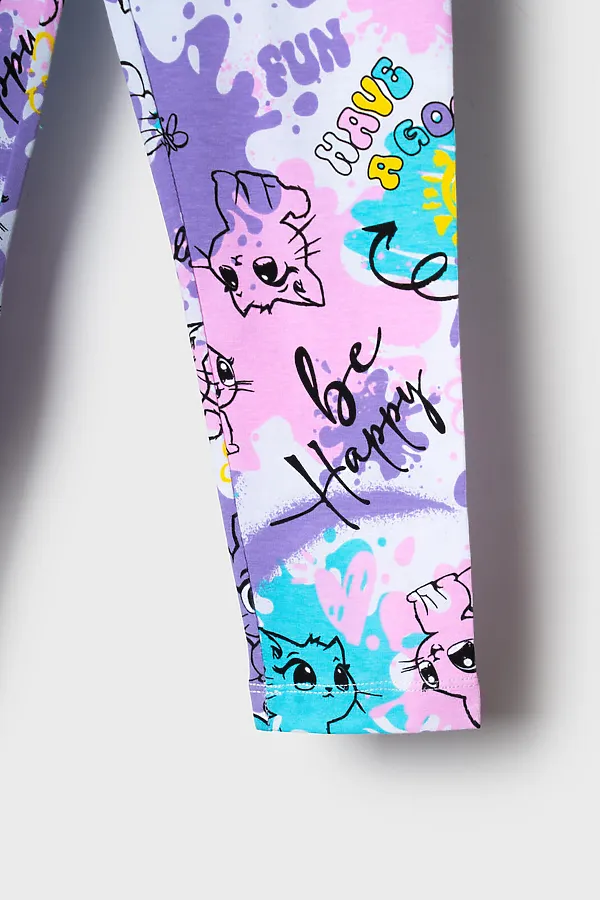 Брюки трикотажные для девочек (легинсы), 2 пары в комплекте PLAYTODAY, разноцветный - фото 2