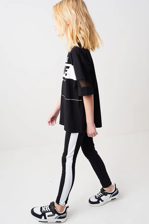 Брюки трикотажные для девочек (легинсы) PLAYTODAY, белый,черный - фото 2