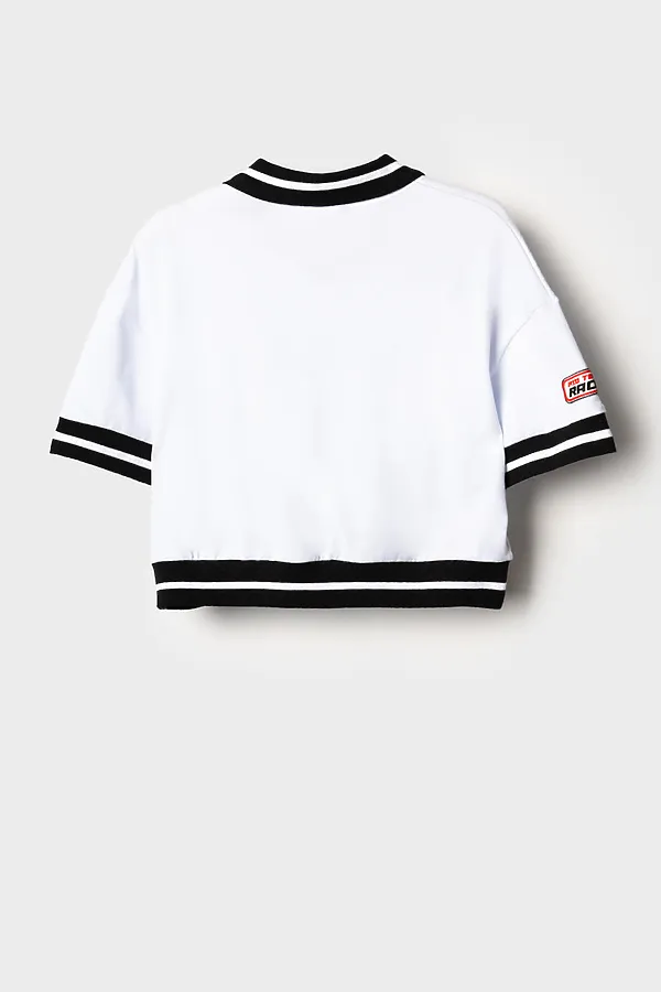 Джемпер трикотажный для девочек (футболка) PLAYTODAY, белый,черный - фото 2