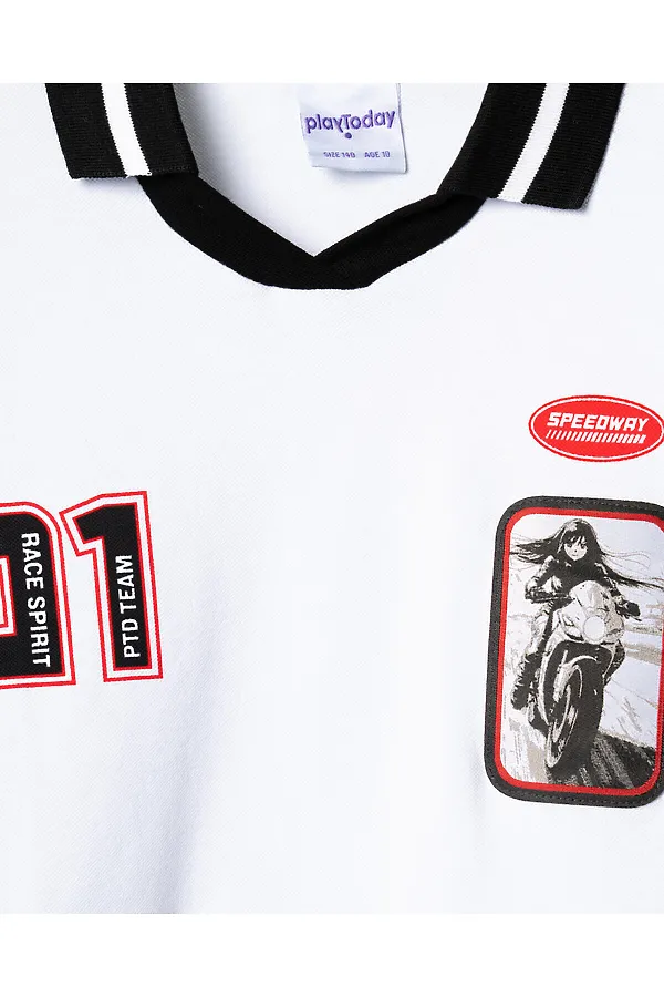 Джемпер трикотажный для девочек (футболка) PLAYTODAY, белый,черный - фото 2