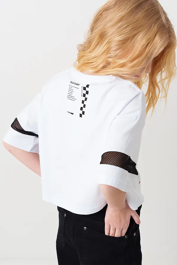 Фуфайка трикотажная для девочек (футболка) PLAYTODAY, белый - фото 2