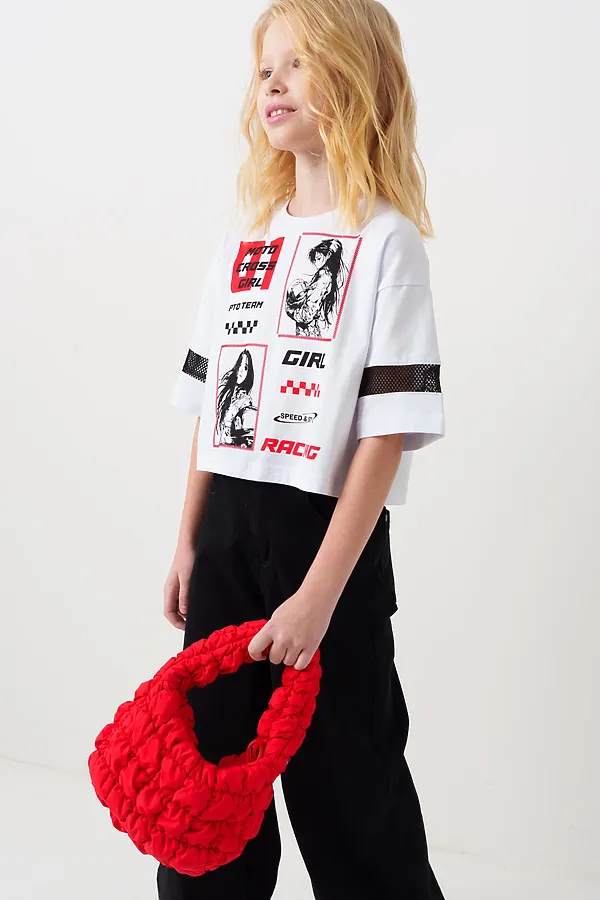 Фуфайка трикотажная для девочек (футболка) PLAYTODAY, белый - фото 2