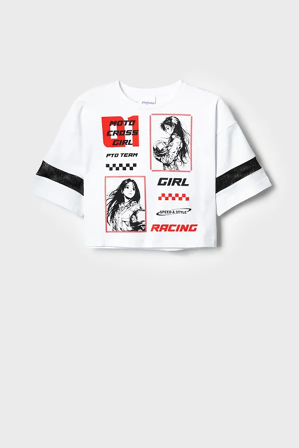 Фуфайка трикотажная для девочек (футболка) PLAYTODAY, белый - фото 2