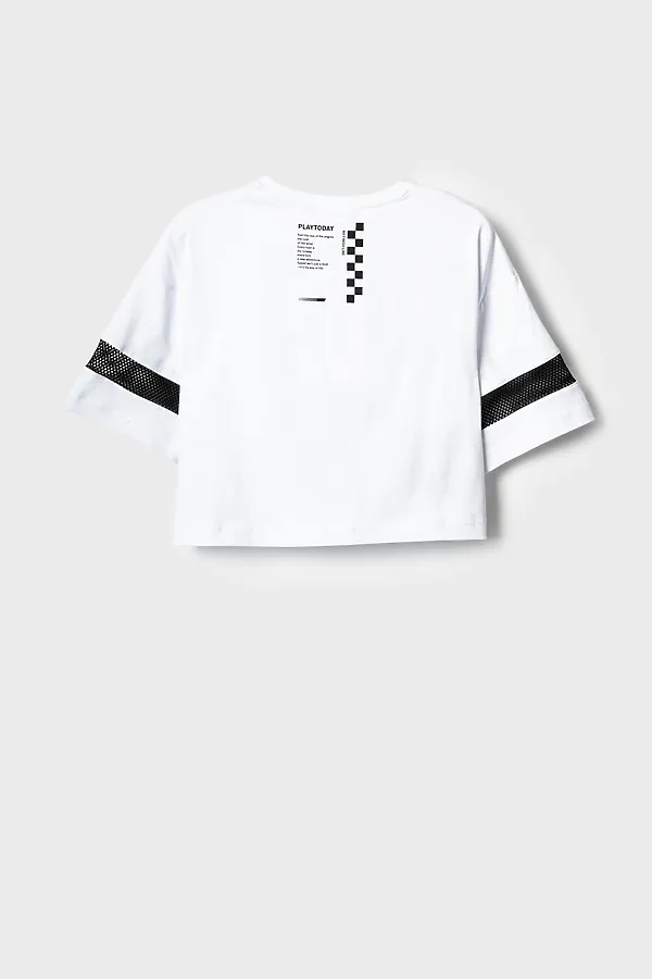 Фуфайка трикотажная для девочек (футболка) PLAYTODAY, белый - фото 2