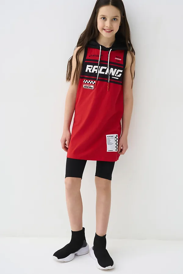 Платье трикотажное для девочек PLAYTODAY, черный,красный - фото 2