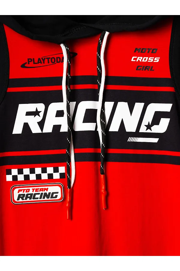 Платье трикотажное для девочек PLAYTODAY, черный,красный - фото 2