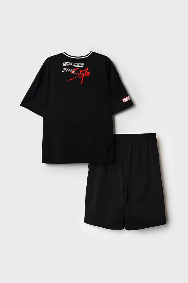 Комплект трикотажный для девочек: фуфайка (футболка), шорты PLAYTODAY, черный - фото 2