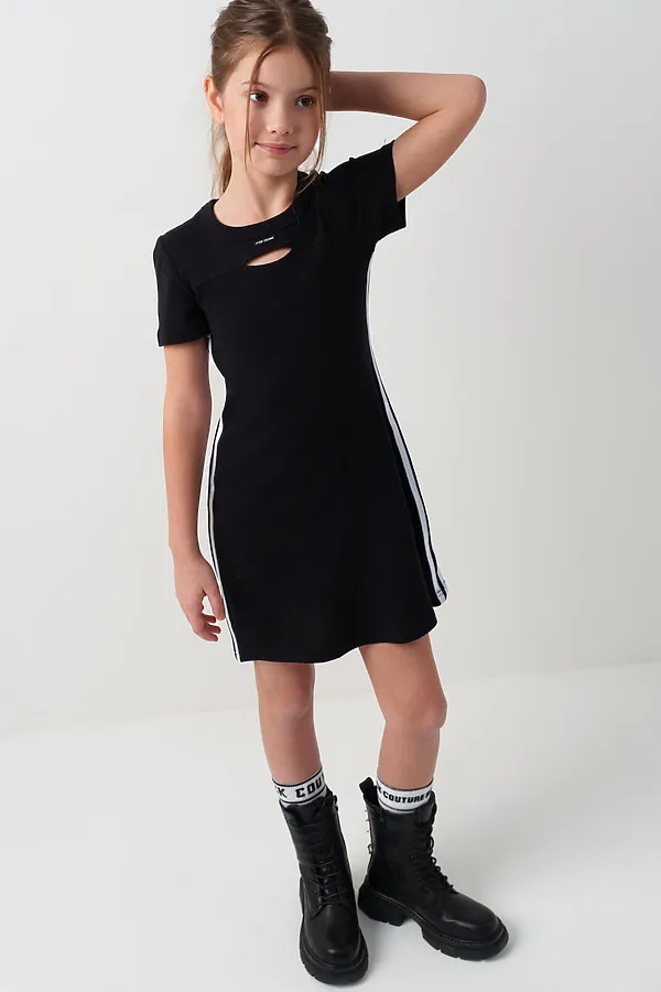 Платье трикотажное для девочек PLAYTODAY, черный - фото 2