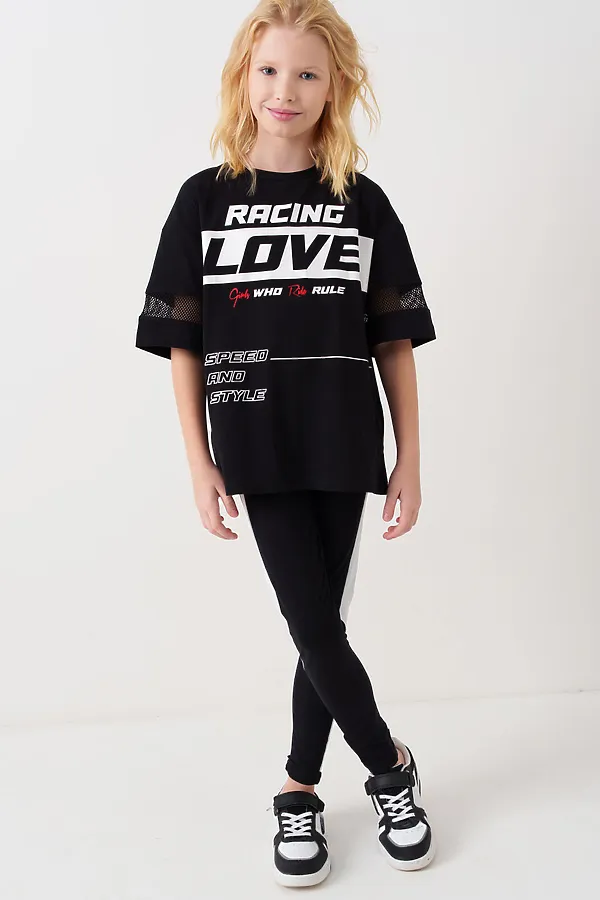 Фуфайка трикотажная для девочек (футболка) PLAYTODAY, черный - фото 2