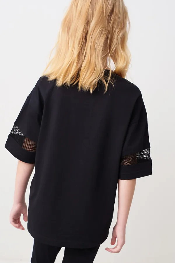 Фуфайка трикотажная для девочек (футболка) PLAYTODAY, черный - фото 2