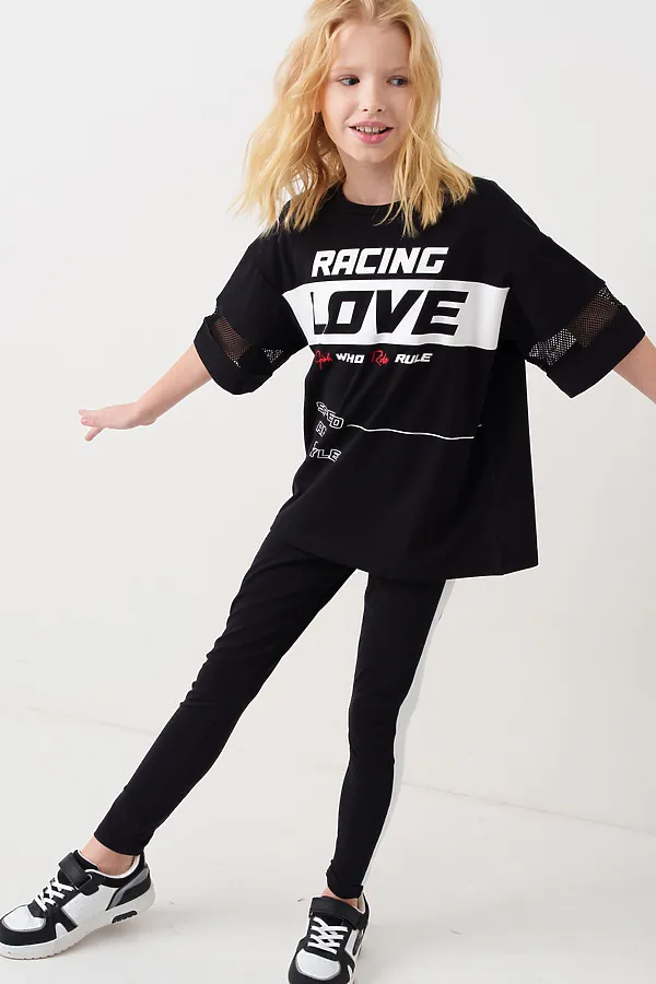 Фуфайка трикотажная для девочек (футболка) PLAYTODAY, черный - фото 2