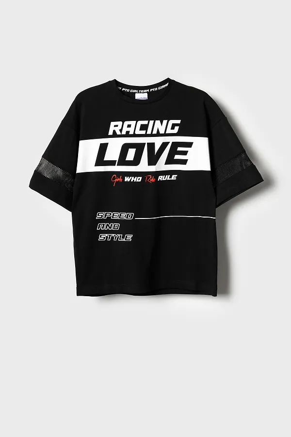 Фуфайка трикотажная для девочек (футболка) PLAYTODAY, черный - фото 2