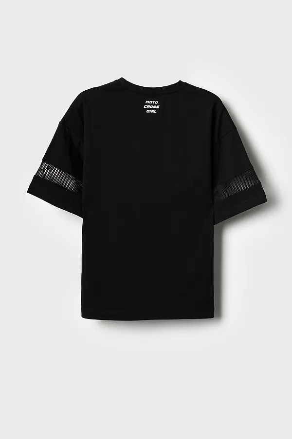 Фуфайка трикотажная для девочек (футболка) PLAYTODAY, черный - фото 2