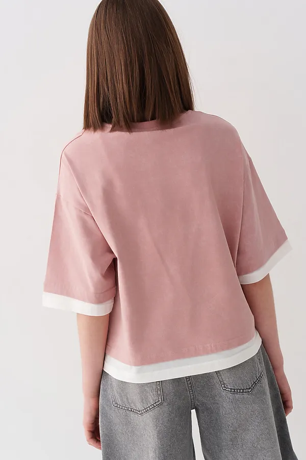 Джемпер трикотажный для девочек (футболка) PLAYTODAY, светло-розовый - фото 2