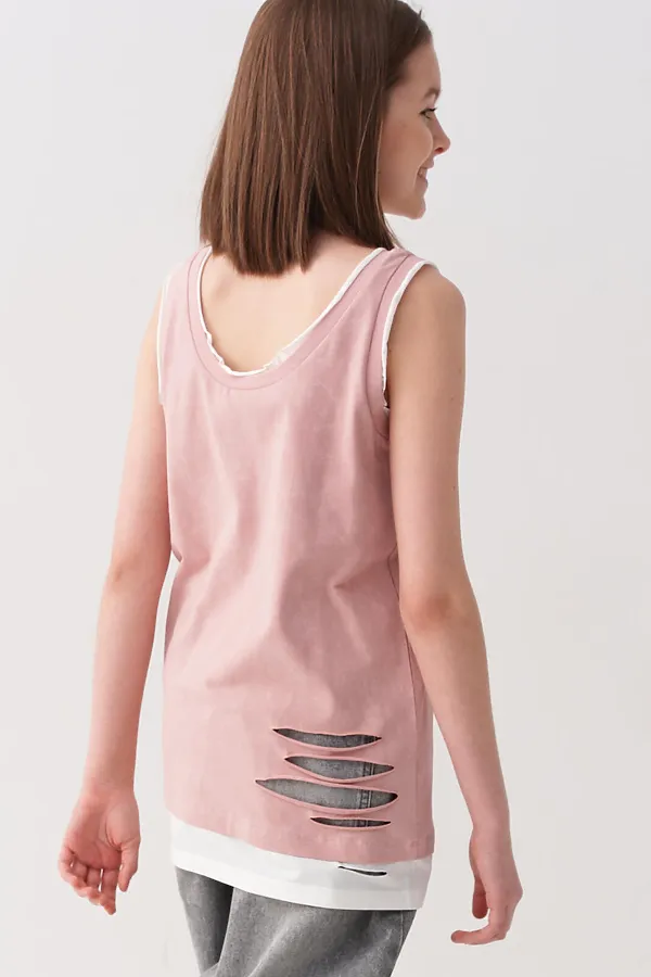 Майка трикотажная для девочек PLAYTODAY, светло-розовый - фото 2