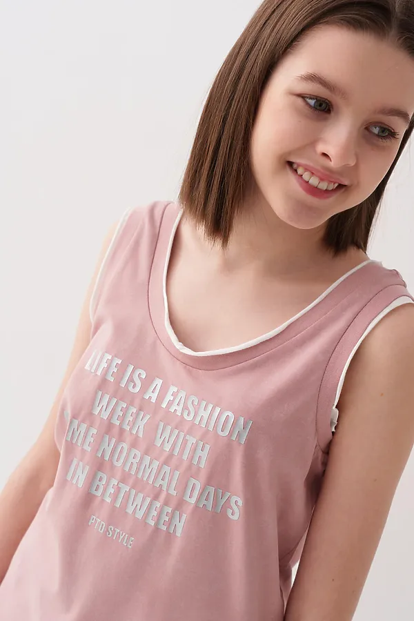Майка трикотажная для девочек PLAYTODAY, светло-розовый - фото 2