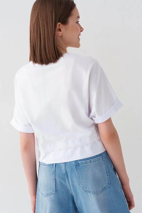 Джемпер трикотажный для девочек (футболка) PLAYTODAY, белый - фото 2