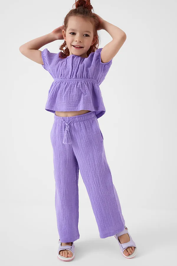 Комплект текстильный для девочек: блузка, брюки PLAYTODAY, сиреневый - фото 2