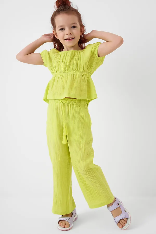 Комплект текстильный для девочек: блузка, брюки PLAYTODAY, светло-зеленый - фото 2