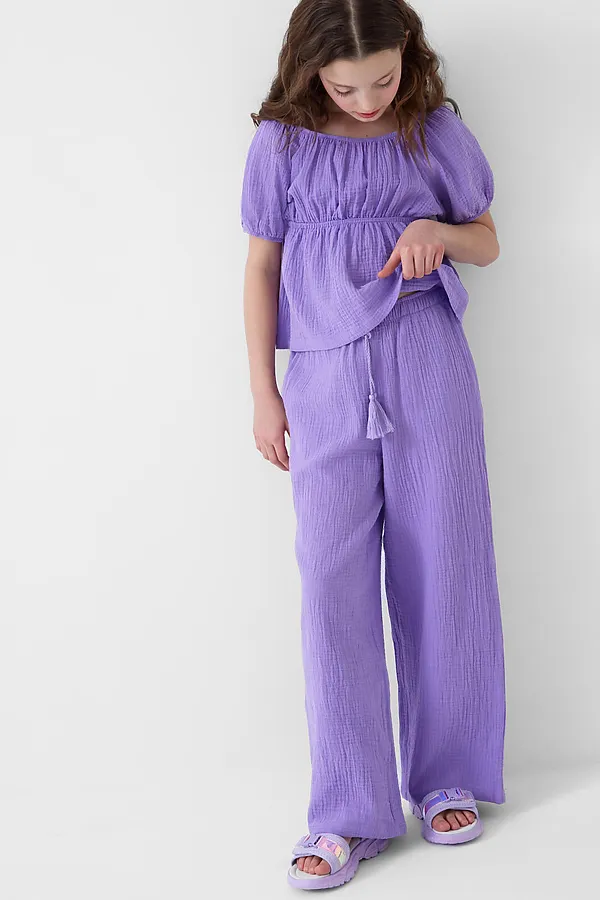 Комплект текстильный для девочек: блузка, брюки PLAYTODAY, сиреневый - фото 2