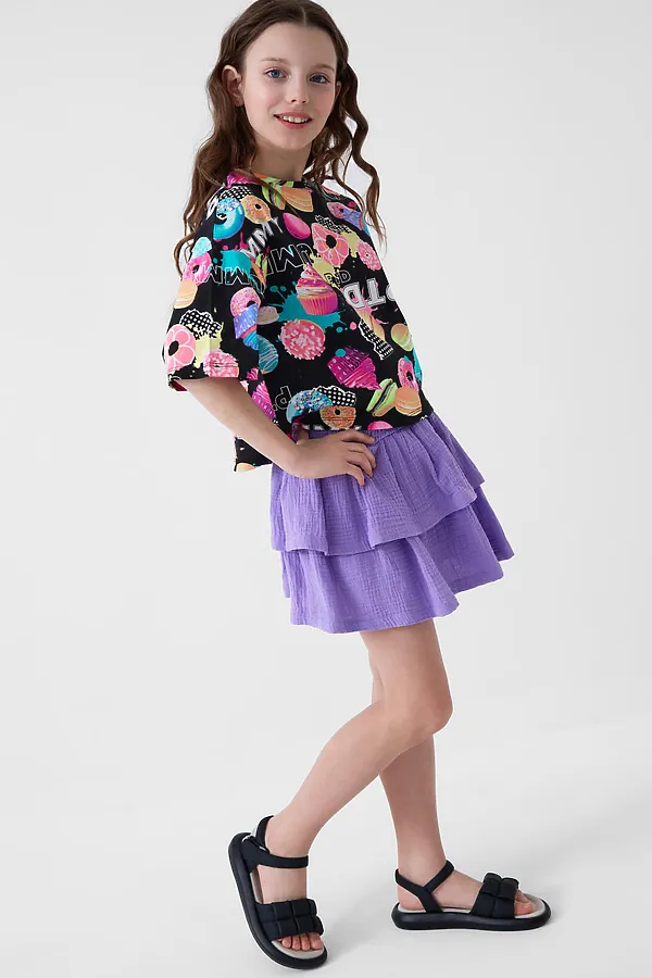 Юбка текстильная для девочек PLAYTODAY, сиреневый - фото 2