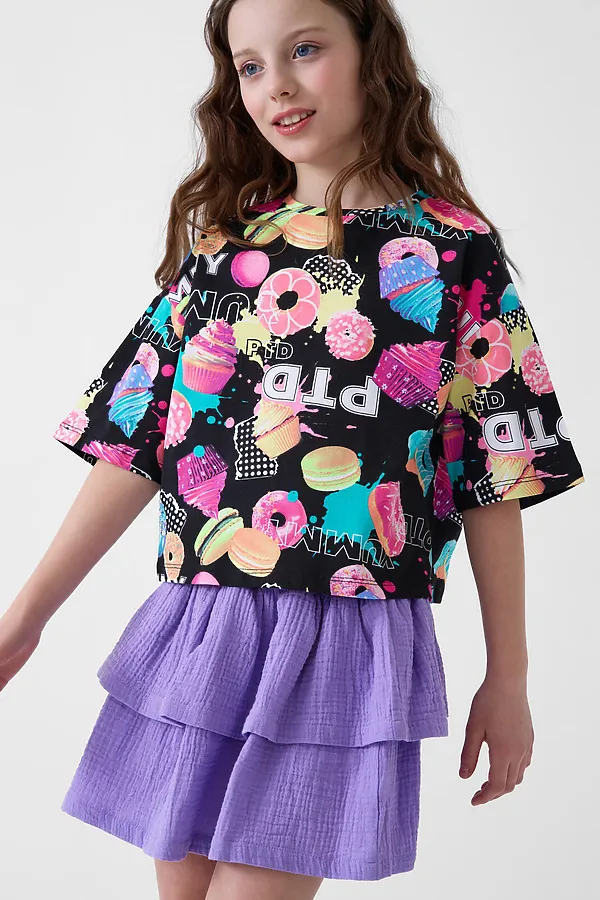 Юбка текстильная для девочек PLAYTODAY, сиреневый - фото 2