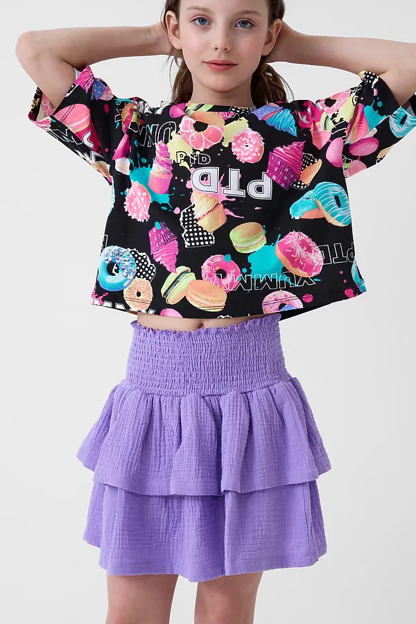 Юбка текстильная для девочек PLAYTODAY, сиреневый - фото 2