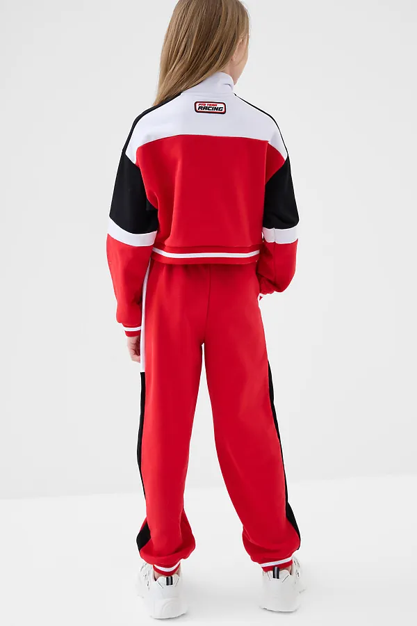Комплект трикотажный для девочек: толстовка, брюки PLAYTODAY, белый,черный,красный - фото 2