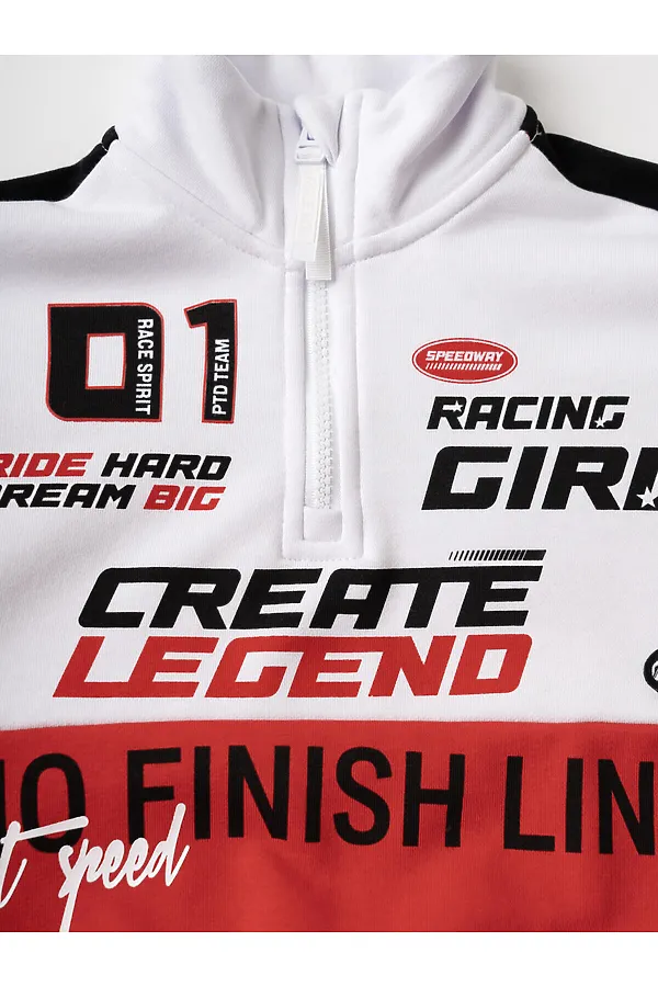 Комплект трикотажный для девочек: толстовка, брюки PLAYTODAY, белый,черный,красный - фото 2