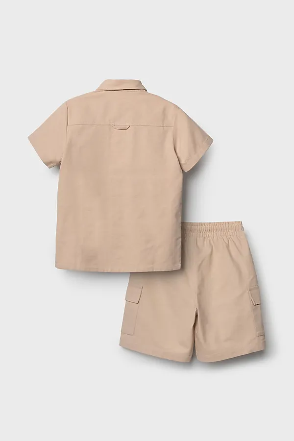 Комплект текстильный для мальчиков: рубашка, шорты PLAYTODAY, бежевый - фото 2