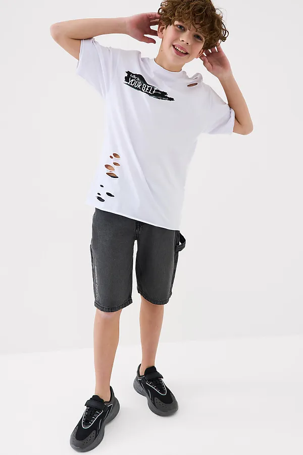 Фуфайка трикотажная для мальчиков (футболка) PLAYTODAY, белый - фото 2