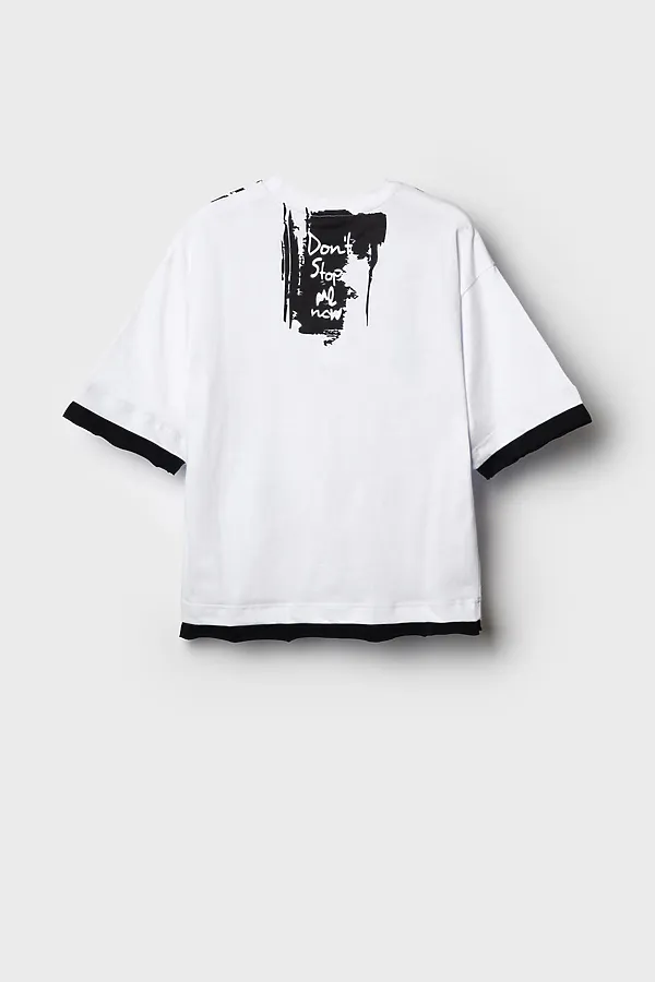 Фуфайка трикотажная для мальчиков (футболка) PLAYTODAY, белый,черный - фото 2