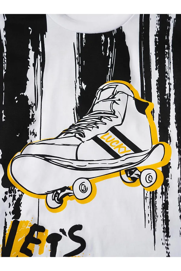 Фуфайка трикотажная для мальчиков (футболка) PLAYTODAY, белый,черный - фото 2