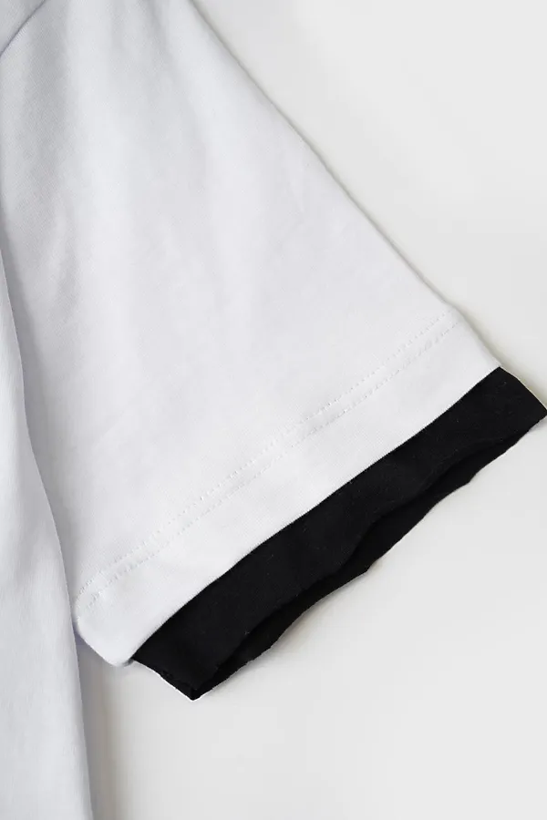 Фуфайка трикотажная для мальчиков (футболка) PLAYTODAY, белый,черный - фото 2