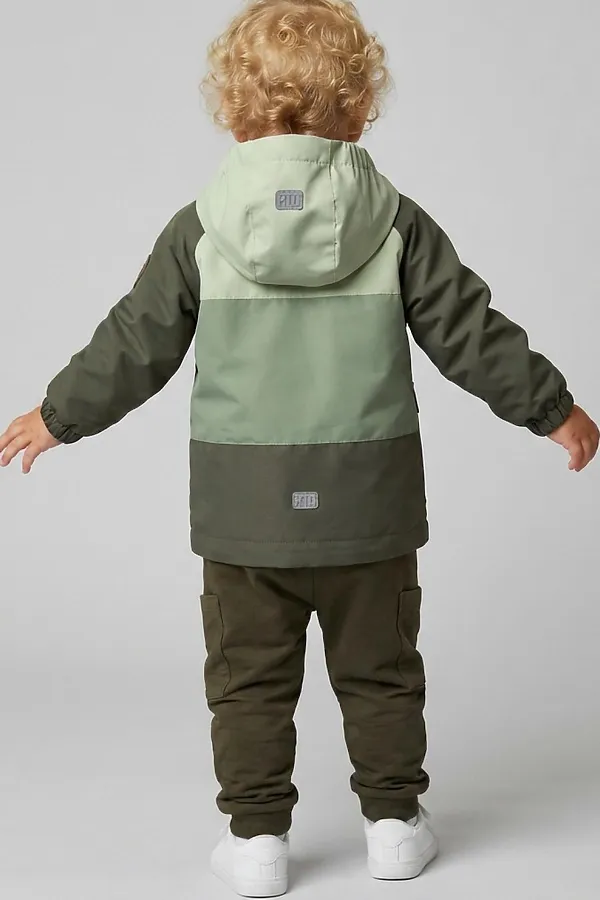 Куртка детская текстильная с полиуретановым покрытием для мальчиков (ветровка) PLAYTODAY, светло-зеленый,зеленый,темно-зеленый - фото 2