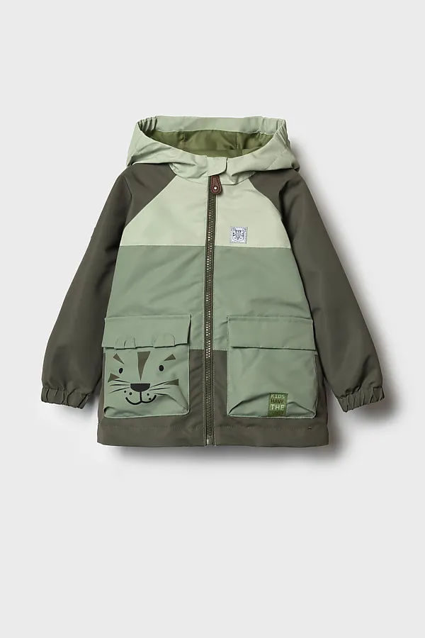 Куртка детская текстильная с полиуретановым покрытием для мальчиков (ветровка) PLAYTODAY, светло-зеленый,зеленый,темно-зеленый - фото 2