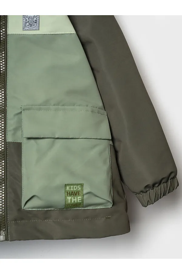 Куртка детская текстильная с полиуретановым покрытием для мальчиков (ветровка) PLAYTODAY, светло-зеленый,зеленый,темно-зеленый - фото 2