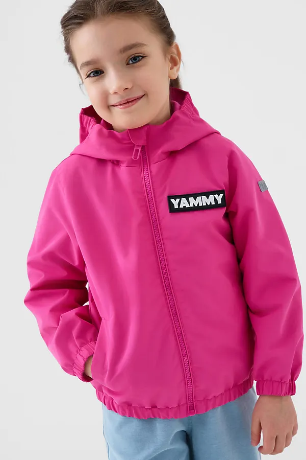 Куртка текстильная с полиуретановым покрытием для девочек (ветровка) PLAYTODAY, розовый - фото 2